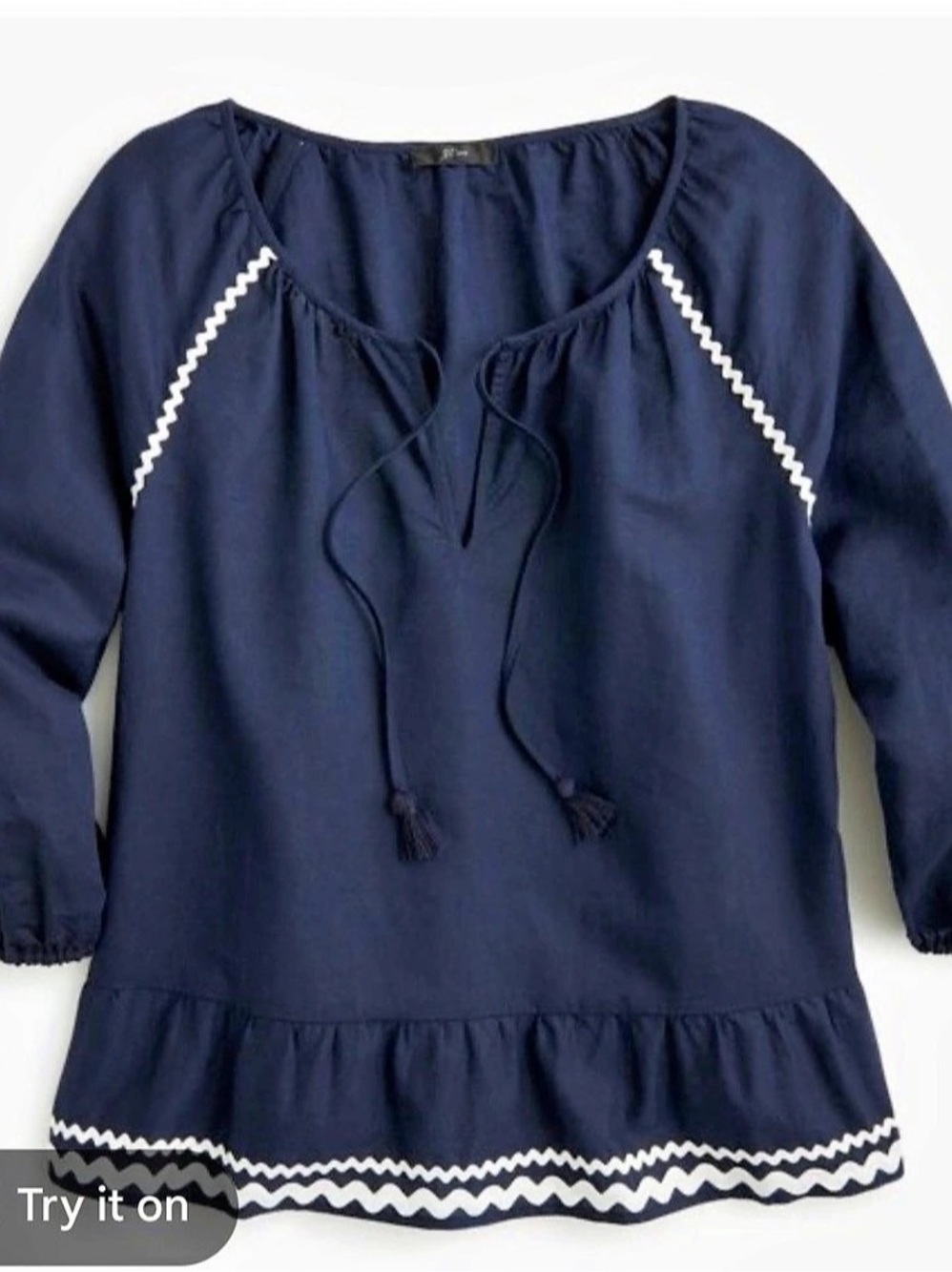 J. Crew Embroidered Tunic in Blue Size Small